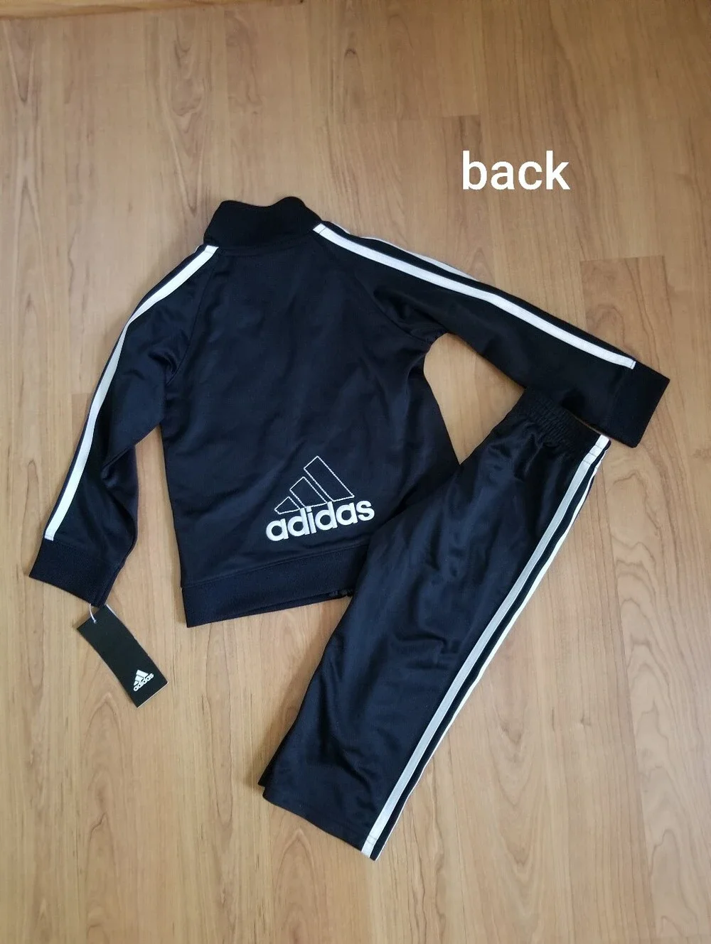 NWT adidas Black Boys Track Jacket & Pants with White Stripes
